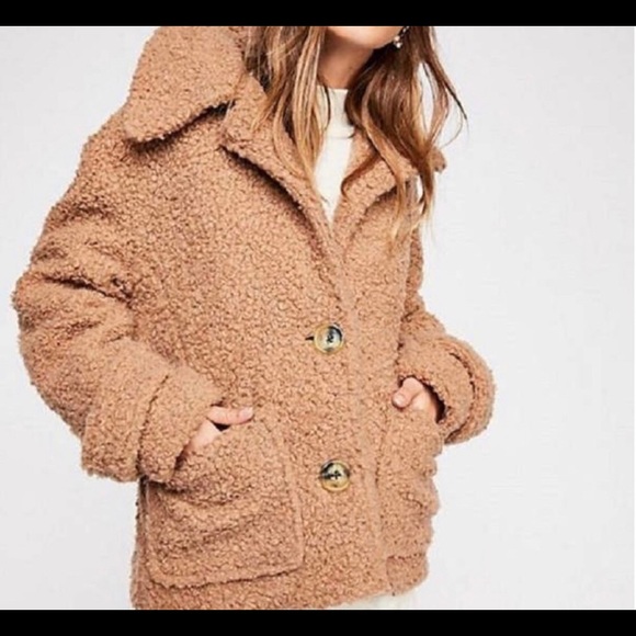 Free People Teddy Coat Brown Size XS Oversized Warm Jacket - Picture 1 of 7